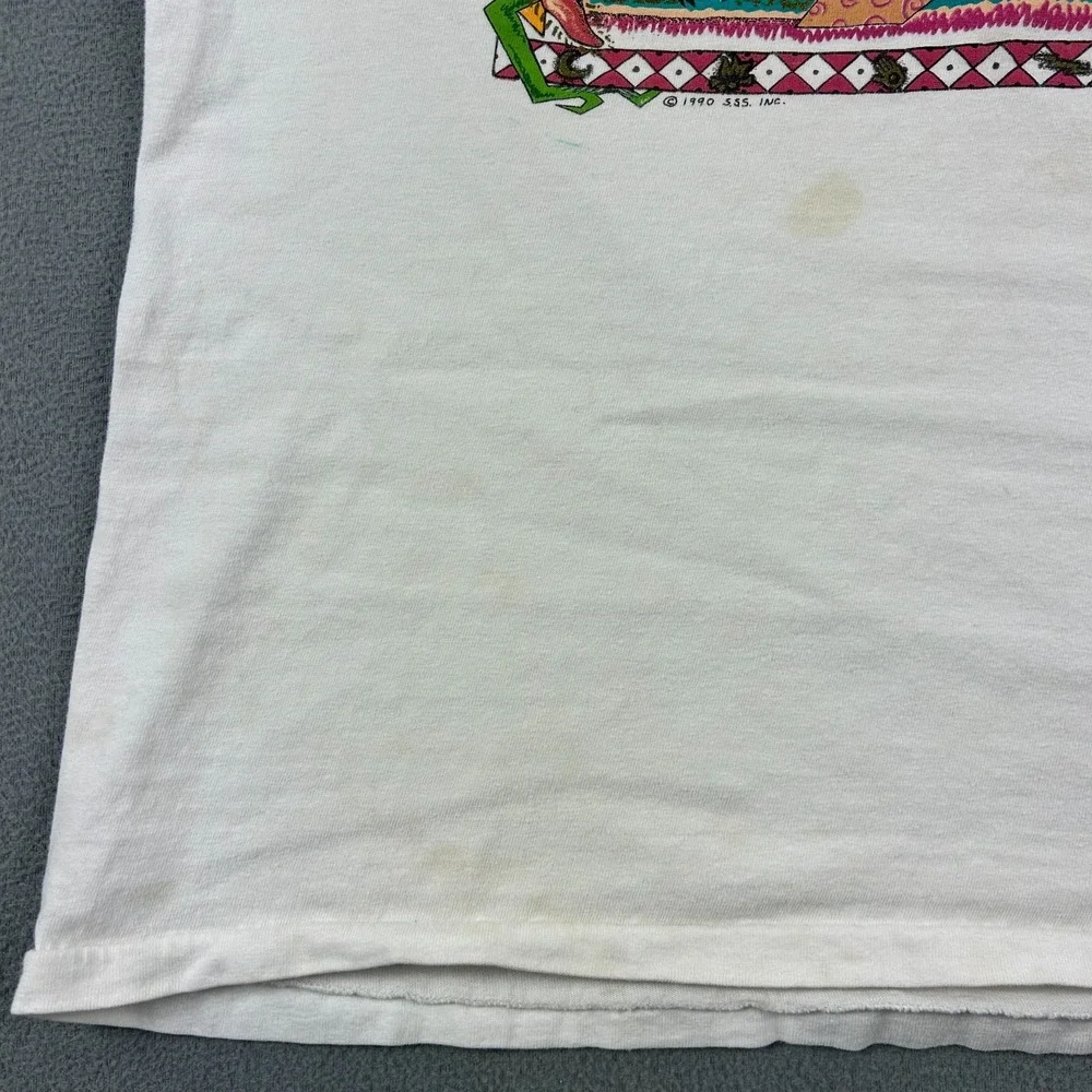 Vintage R Mullins‎ Shirt Mens Large Art Tee Western Coyote Single Stitch White - Picture 3 of 10